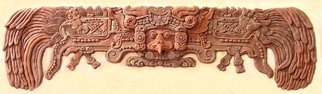 Sigmund Sieminski; Kukulkan, The Mayan Feath..., 2011, Original Bas Relief, 39 x 12 inches. Artwork description: 241   Kukulkan, bas relief paper mache composite sculpture Mayan reproduction of entry lintel, on wood panel.    ...