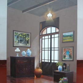 Fidel Sarmiento: 'Liwanag sa LOOB at LABAS', 2008 Acrylic Painting, Representational. Artist Description:  An interior of old spanish house ...