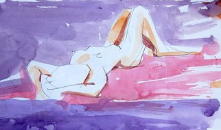 Lawrence Buttigieg: 'Study of girl', 2008 Watercolor, nudes. 