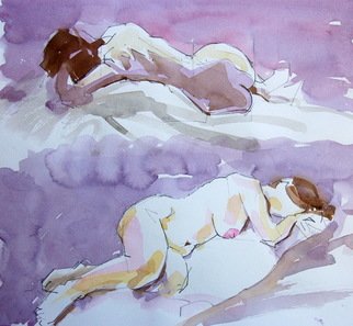 Lawrence Buttigieg: 'Two studies og girl', 2008 Watercolor, nudes. 