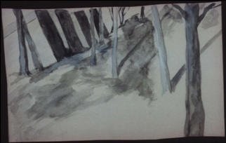 Artist: Stephanie Hayden - Title: Brandeis in Winter - Medium: Watercolor - Year: 2002