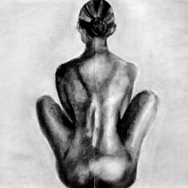 Artie Abello: 'Watching, Waiting', 2007 Charcoal Drawing, Figurative. Artist Description:  This work is split in two separate natural- colored frames. ...