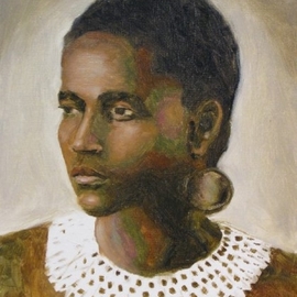 Angel Cruz: 'Young Zulu Woman', 2010 Oil Painting, Representational. Artist Description: An oil painting on wood panel of a young and attractive African Zulu woman.  The idea here was to use colors to represent the lovely African woman s skin tone. ...
