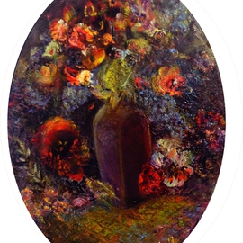 Sylva Zalmanson: 'still life with flowers in a vase  ', 2014 Oil Painting, Still Life. Artist Description:   still life with flowers in a violet vase    ...