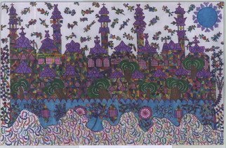 Adib Fattal: 'A city over clouds', 2008 Marker Drawing, Naive. 