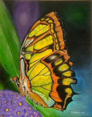 Althea E Jenkins: 'malachite butterfly', 2017 Acrylic Painting, Animals. Butterfly...