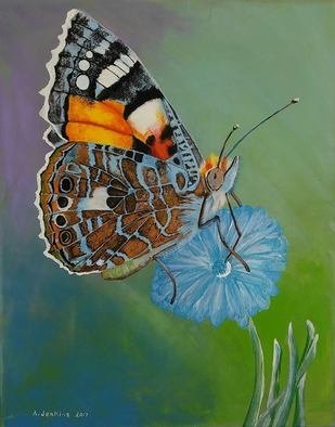 Althea E Jenkins: 'painted lady butterfly', 2017 Acrylic Painting, Animals. Butterfly...