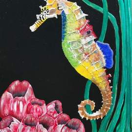 Althea E Jenkins: 'rainbow seahorse', 2017 Acrylic Painting, Animals. Artist Description: Seahorse...