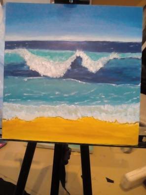 Afifa Rida: 'waves', 2018 Acrylic Painting, Beach. 