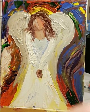 Faye Newsome: 'angel thoughts', 2019 Acrylic Painting, Religious. Angel Thoughts is about how everyday we should all try to think like our angels and be grateful for all that we have. ...