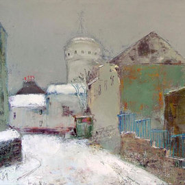 Igor Agava: 'Snow on Montmartre ', 2008 Acrylic Painting, Landscape. 