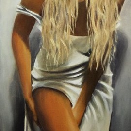 Ageliki Alexandridou: 'an important date by ageliki', 2017 Oil Painting, Beauty. Artist Description: The painting depicts a young, seductive woman as she prepares for a very important date.I'eauty and femininity is one of artists favorite themes.  The artwork belongs to Joy of Life series, a collection made to challenge and motivate the viewer.Original artwork...