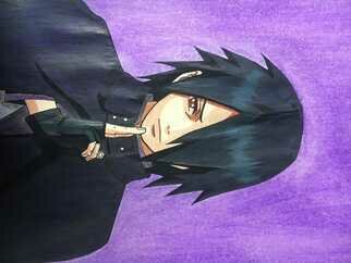 Ahsan Asghar: 'sasuke uchiha', 2024 Paper, Fantasy. Sketch of  Sasuke Uchiha  with pencil colours and markers and the background is made with crayon colours.I can make custon drawings on demand. Contact me on my mail. ...