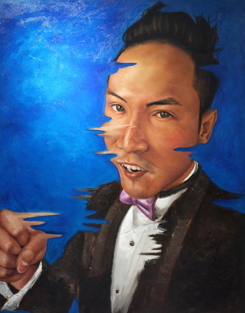 Wong Pun Kin  'Portrait Of Chinese Man', created in 2013, Original Painting Oil.