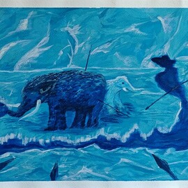 Ajit Ghorpade: 'untitled', 2023 Acrylic Painting, Animals. Artist Description: A motheraEURtms love transcends everything. ...