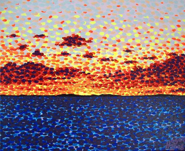Artist Alan Hogan. 'Sunset At Sea' Artwork Image, Created in 2008, Original Painting Acrylic. #art #artist