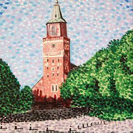 Alan Hogan: 'Turku Cathedral', 2008 Acrylic Painting, Architecture. Artist Description:  Situated in the city of Turku in south- west Finland, this beautiful stone cathedral was painted here using acrylic paints on a stretched canvas. Shown here on on a bright sunny day, the artist says that the most difficult part of this painting was capturing what looks like ...