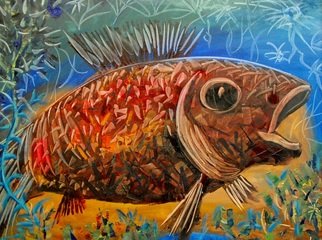 Mile Albijanic: 'big fish ii', 2010 Oil Painting, Animals. big fishII...
