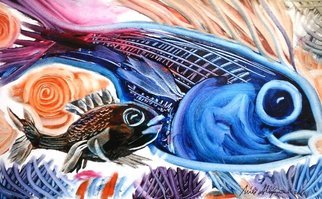 Mile Albijanic: 'fish 2', 2016 Oil Painting, Animals. 