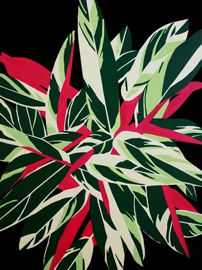 Aleksandra  Shoo: 'CALATHEA', 2018 Oil Painting, Botanical. canvas, acrylic, CALATHEA, nature, flower, fine art, beauty, floral, interior, design...