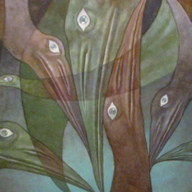 Alexandra Schastlivaya: 'Woodland Choir', 2013 Oil Painting, Surrealism. Artist Description:   Mystical space, Imagination,hallucination, Depth, monsters,the Original of life on Earth. . .       ...