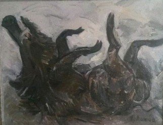 Alexandre  Rurua: 'wild victim boar', 2011 Oil Painting, Wildlife. last seconds of wild boar. ...