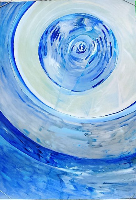 Alexandru Cristian  'Circles Blue ', created in 2014, Original Painting Oil.