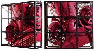 Alexey Klimov: 'past continuous in red', 2009 Steel Sculpture, Abstract. This collection of 4 wall sculptures reflects my fascination with the timeless nature of most visually captivating architectural detail of the ancient past graduating into contemporary Post- Modern. This is where the name 