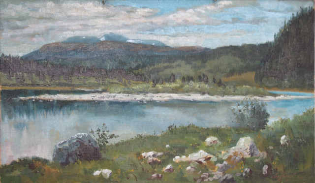 Alexander Bezrodnykh  'Cloudy 44x77cm', created in 2005, Original Painting Oil.