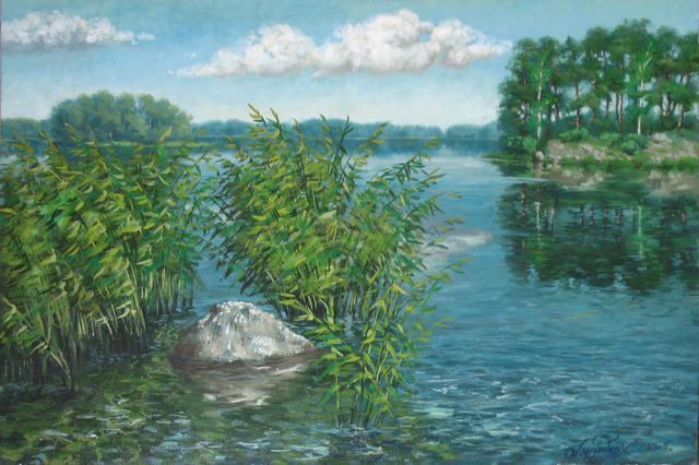 Alexander Bezrodnykh  'Lake 61 5x92 5cm', created in 2005, Original Painting Oil.