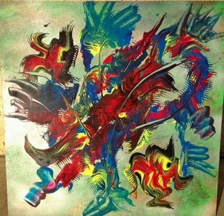 Artist: Alfredo Garcia - Title: Mixed Media Abstract Post Modern Art By Alfredo Garcia Fly Fishing - Medium: Other Painting - Year: 2014