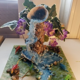 Maria Condino: 'craft', 2019 Crafts, Animals. Artist Description: dinosaurs wild waterfall...