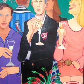 Alice Murdoch: 'Cocktails', 2009 Oil Painting, Figurative. Artist Description:     people at a cocktail party      ...