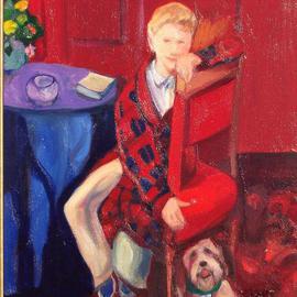 Alice Murdoch: 'Erik', 2000 Oil Painting, Figurative. Artist Description: painting of a boy and his dog...