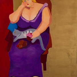 Alice Murdoch: 'Purple Dress', 2011 Oil Painting, Figurative. Artist Description:   Large woman in Purple dress                        ...