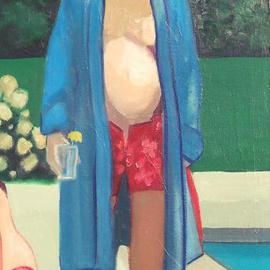 Alice Murdoch: ' Houseguest ll', 2006 Oil Painting, Figurative. Artist Description: Houseguest at pool...