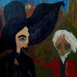 Alina Suleimen: 'frankfurter judengasse', 1998 Oil Painting, Expressionism. Artist Description: Painting: Oil on Wood.Frankfurter Judengasse is a earliest ghetto in Germany, after the second Judenschlacht of 1349, there was a most prominent re- establishment of Jewish community. During those times, the it was created Code of Residence  JudenstA$?ttigkeit  that was valid till the 19th century. Due ...