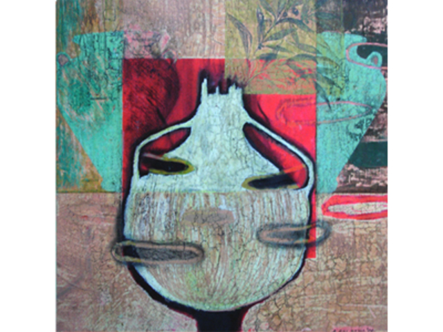 Artist Alison Saldana. 'Pomegranite Vase ' Artwork Image, Created in 2006, Original Mixed Media. #art #artist