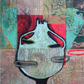 Alison Saldana: 'Pomegranite Vase ', 2006 Mixed Media, Still Life. 