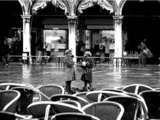Alkistis Wechsler: 'Children in S Marco Venice', 2007 Black and White Photograph, Scenic. Artist Description:  End Oct 2007 as we stopped in Caffe Florian . . . ...