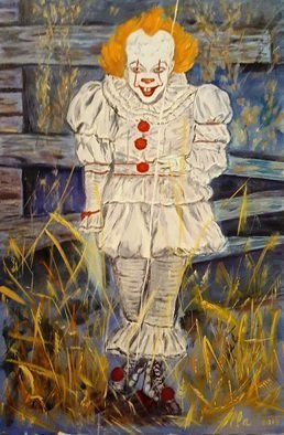 Artist: Alla Alevtina Volkova - Title: dancing clown pennywise it - Medium: Oil Painting - Year: 2019