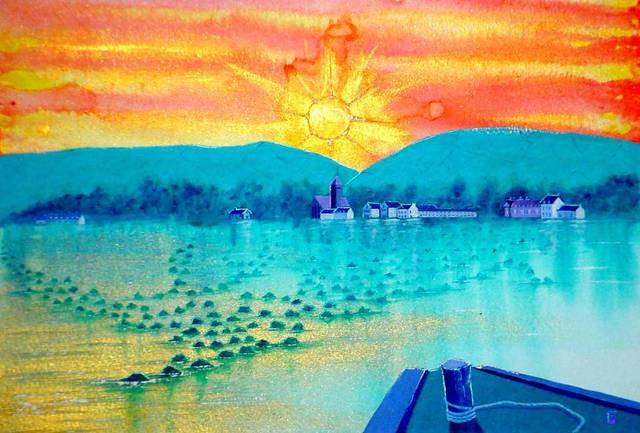 Harry Bayley  'Golden Sunrise', created in 2002, Original Painting Acrylic.