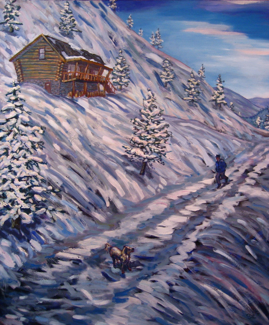 Artist Tyler Alpern. 'Snowy Drive' Artwork Image, Created in 2014, Original Painting Oil. #art #artist