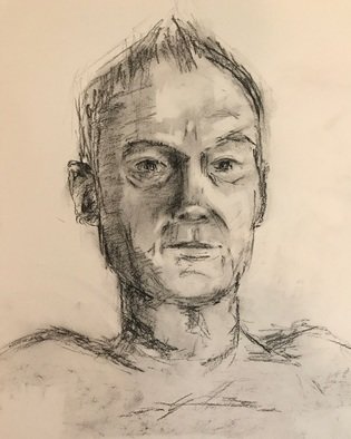 Alyse Dietrich: 'portrait 4-30', 2017 Charcoal Drawing, Portrait. man, portrait, charcoal, face...