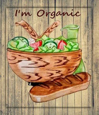 Aaron Mallery: 'im organic', 2020 Pencil Drawing, Food. Illustration promoting healthy eating...