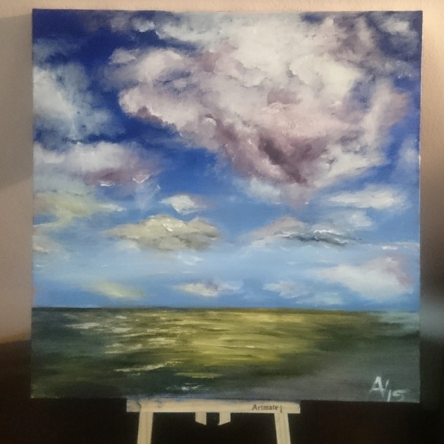 Artist Amantina Prushi. 'Sky' Artwork Image, Created in 2015, Original Painting Oil. #art #artist