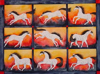Eleanor Hartwell: 'White Horses', 2003 Watercolor, Equine. 