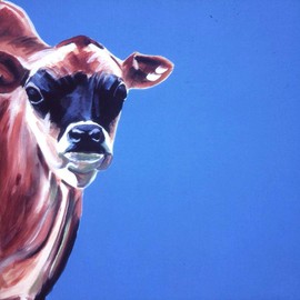 A M Bowe: 'Mad Cow 1', 2001 Acrylic Painting, Animals. 