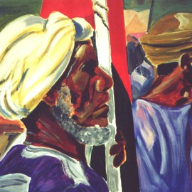 A M Bowe: 'National Day Muscat', 2001 Acrylic Painting, Culture. 