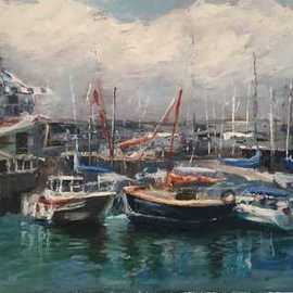 A M Bowe: 'howth yacht club dublin ire', 2019 Oil Painting, Marine. Artist Description: Howth Marina, Dublin, Howth Yacht Club, Sailing Boats, Oil on Canvas Board...